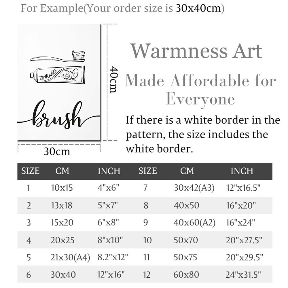 Wash Brush Floss Flush Black and White Minimalism Art WC Toilet Sign Posters Canvas Painting Nordic Wall Picture Bathroom Decor