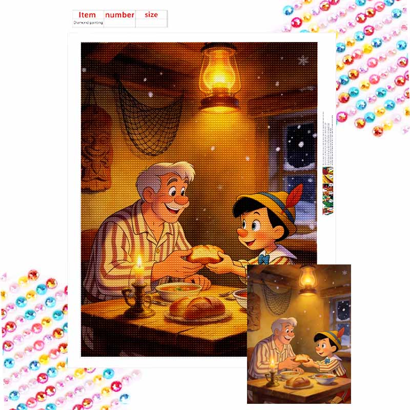 Disney Pinocchio and Geppetto diamond painting mosaic art kit 5D handmade diy gift home decoration Round 20x30cm