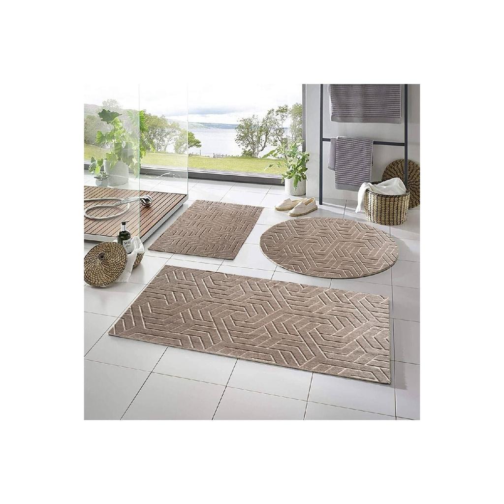 Lux Armoni Embos 3dílná koupelnová předložka na toaletu -- 50x90--50x60--50x50 (kolo)