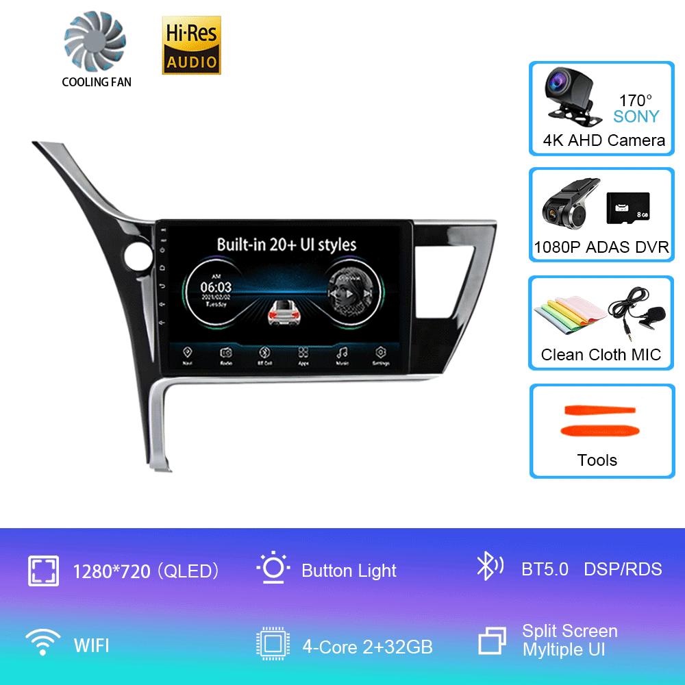 Android 14 Car Stereo Radio For Toyota Corolla 2017-2019 Multimedia Video Player Carplay GPS Navigation 4G WIFI 2 Din 360 Camera