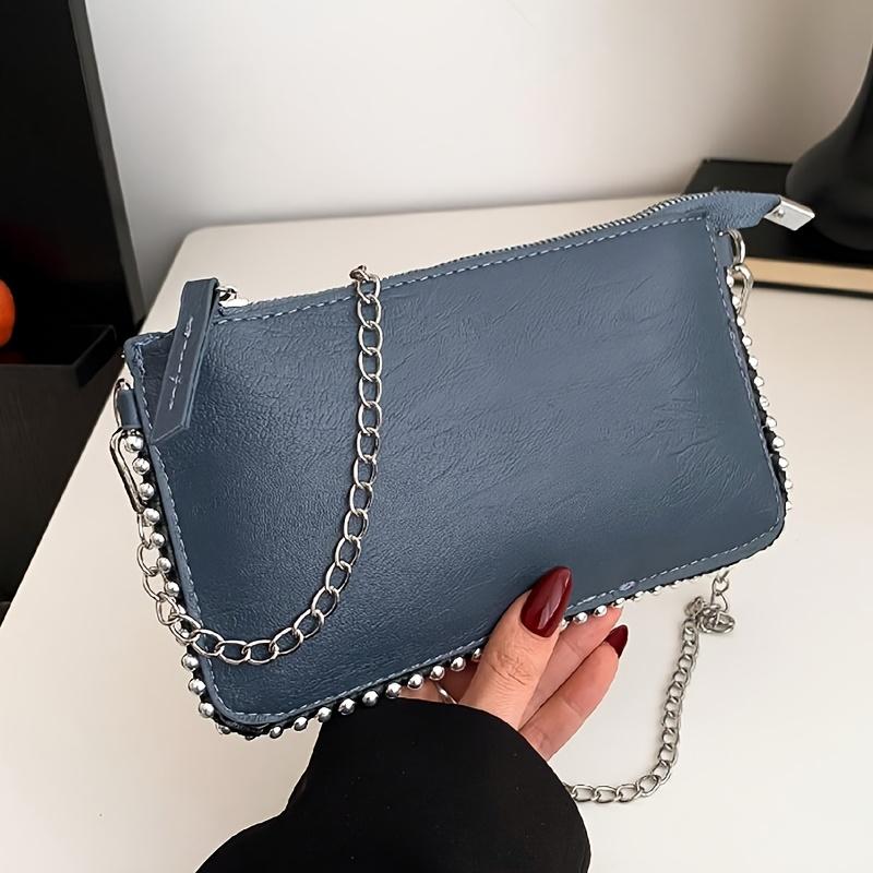 Fashionable and Versatile Chain Small Square Bag, Elegant Women's Crossbody Bag, Simple and Casual Leather Shoulder Bags