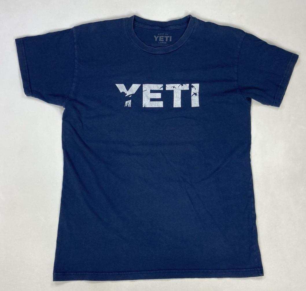 Yeti Logo Graphic T-shirt Men Large Blue Short Sleeve Hunting Birds XXXL
