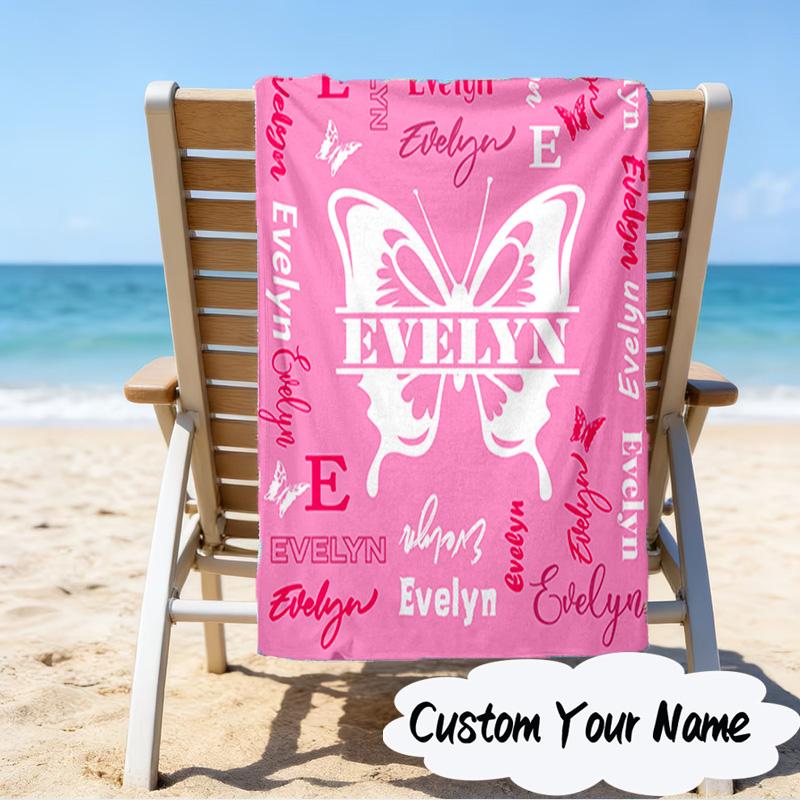 Personalisierter Name Dein Name Kunst Design Mikrofaser Strandtuch Super Weich & Saugfähig für Bad, Strand, Reisen Badezeit Zubehör, Fan Geschenke