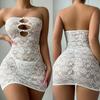 Hot Sexy Short Lace Strapless Dress Women Sexy Lingerie Hollow Out Sheer Bodycon Dress Fashion Outfits Porn Underwear Sexy Set