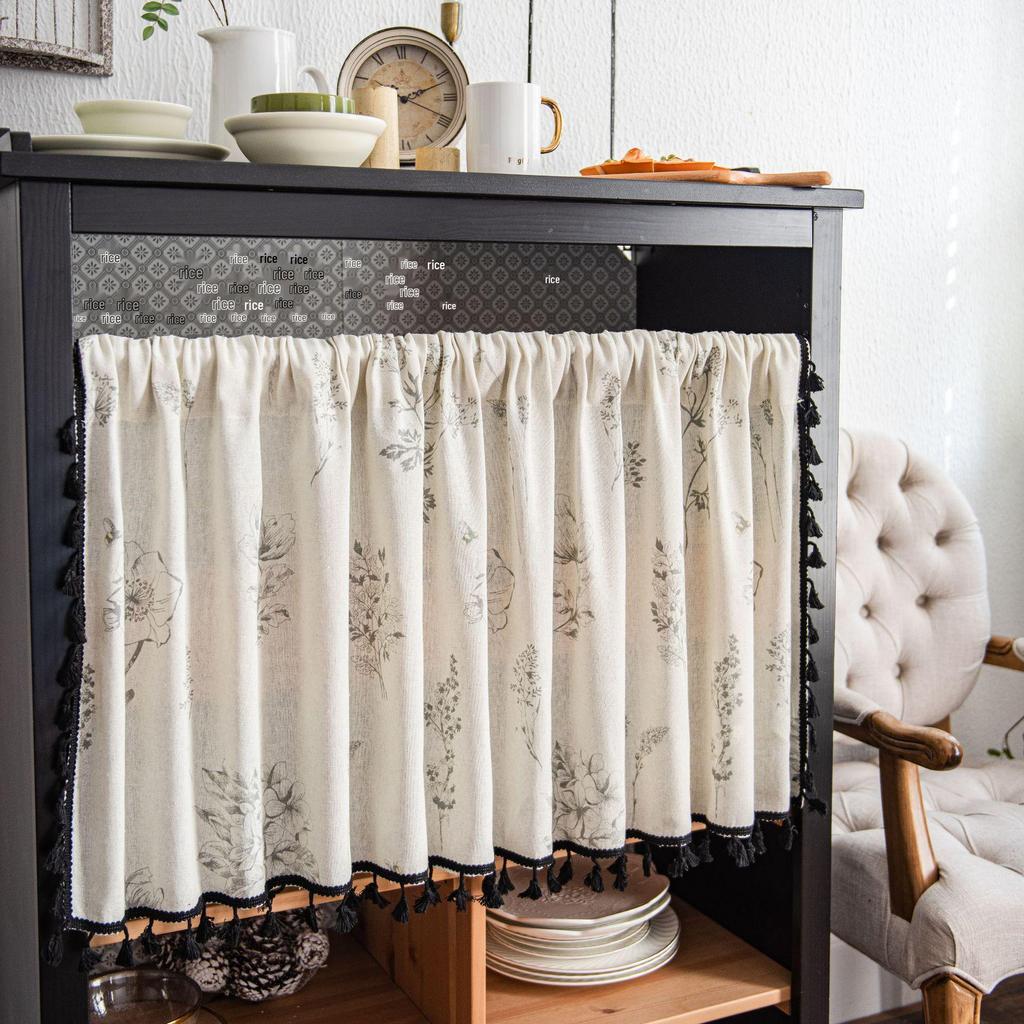 Yimanqiyun Blue Floral Window & Door Curtains, Coffee & Kitchen Washbasin Dustproof Cover