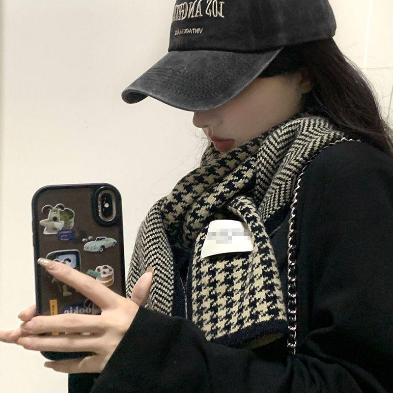 Qiandongge scarf season girl winter advanced sense versatile thickened plaid student warm scarf