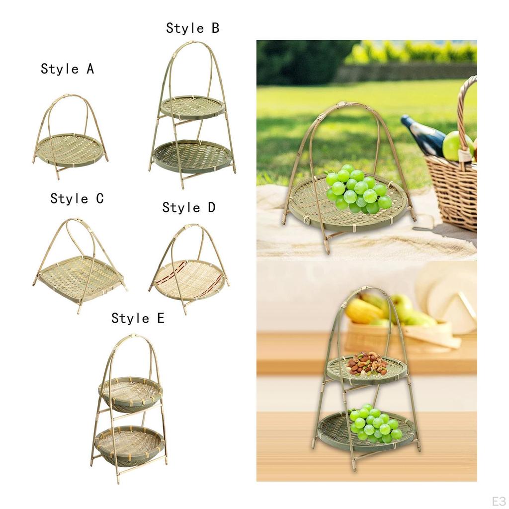 Bamboo Woven Basket ,Kitchen Counter Organizing ,Portable, Fruit Food Vegetable Storage for