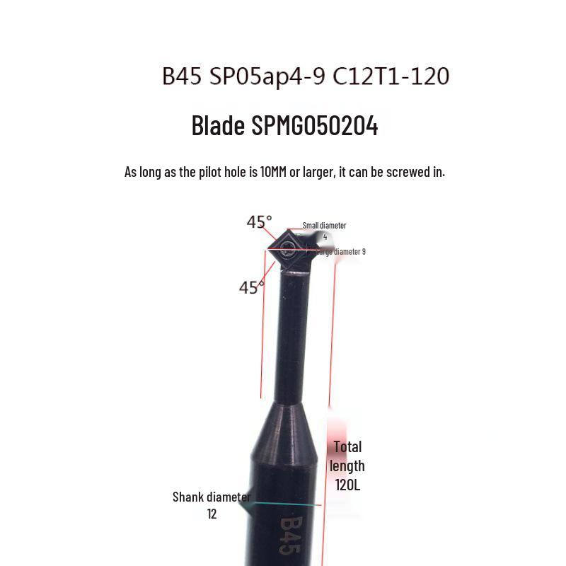 45° CNC Chamfer Tool, 2-Flute, Inner Hole, 90° Up/Down, Internal/External, Trimming, Deburring, Rounding.