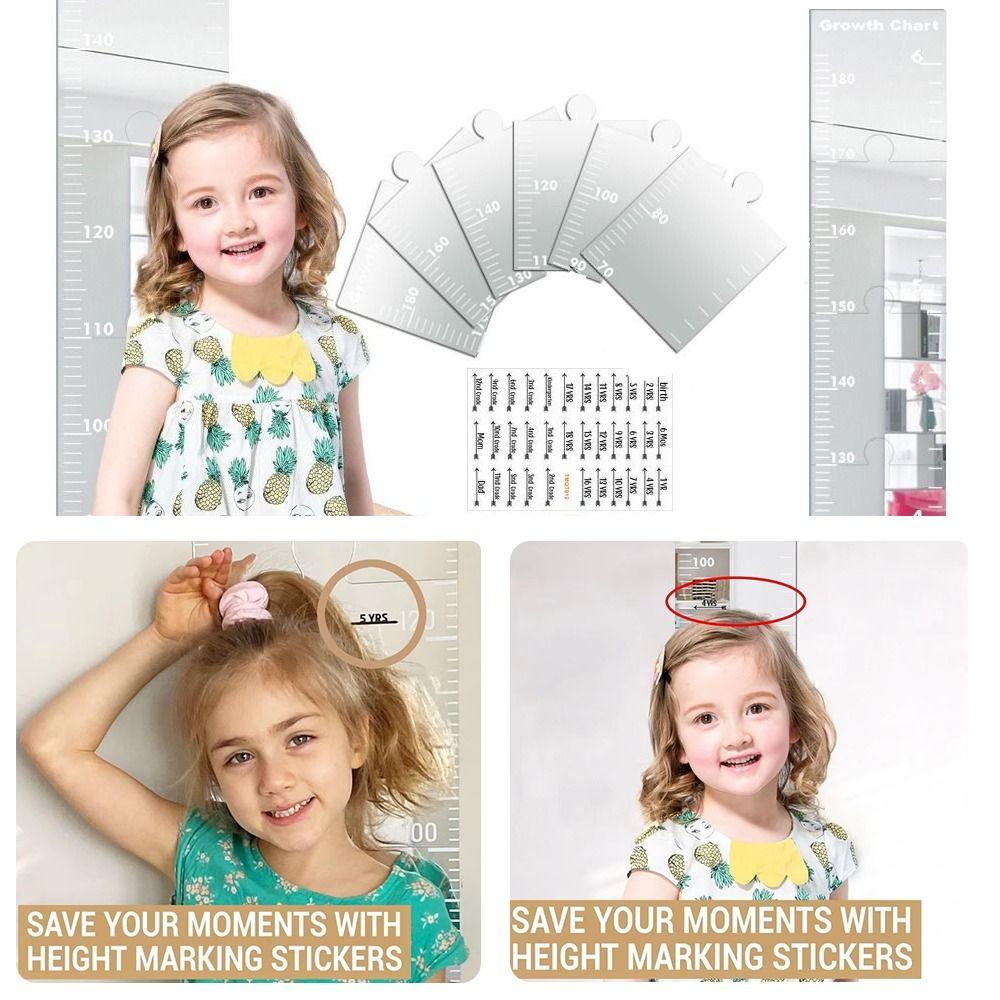 Firm Secure Paste Puzzle Mirror Growth Chart Foldable Design Height Measurement Tool  For Wall