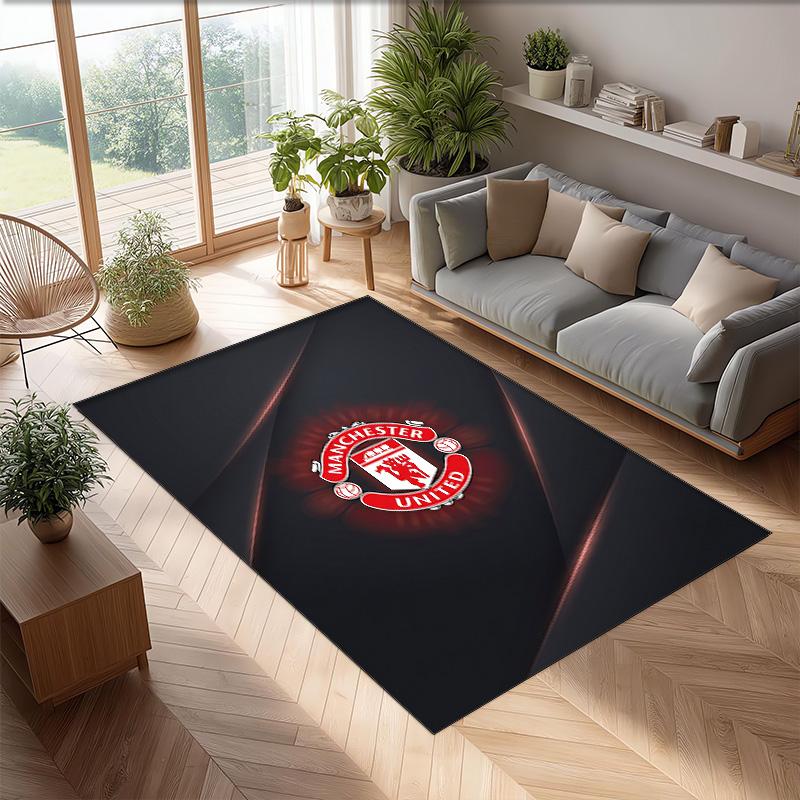Manchester United FC Soccer Football Pattern Soft Area Rug Non Slip Indoor Floor Carpet Sports Decor Mat for Bedroom