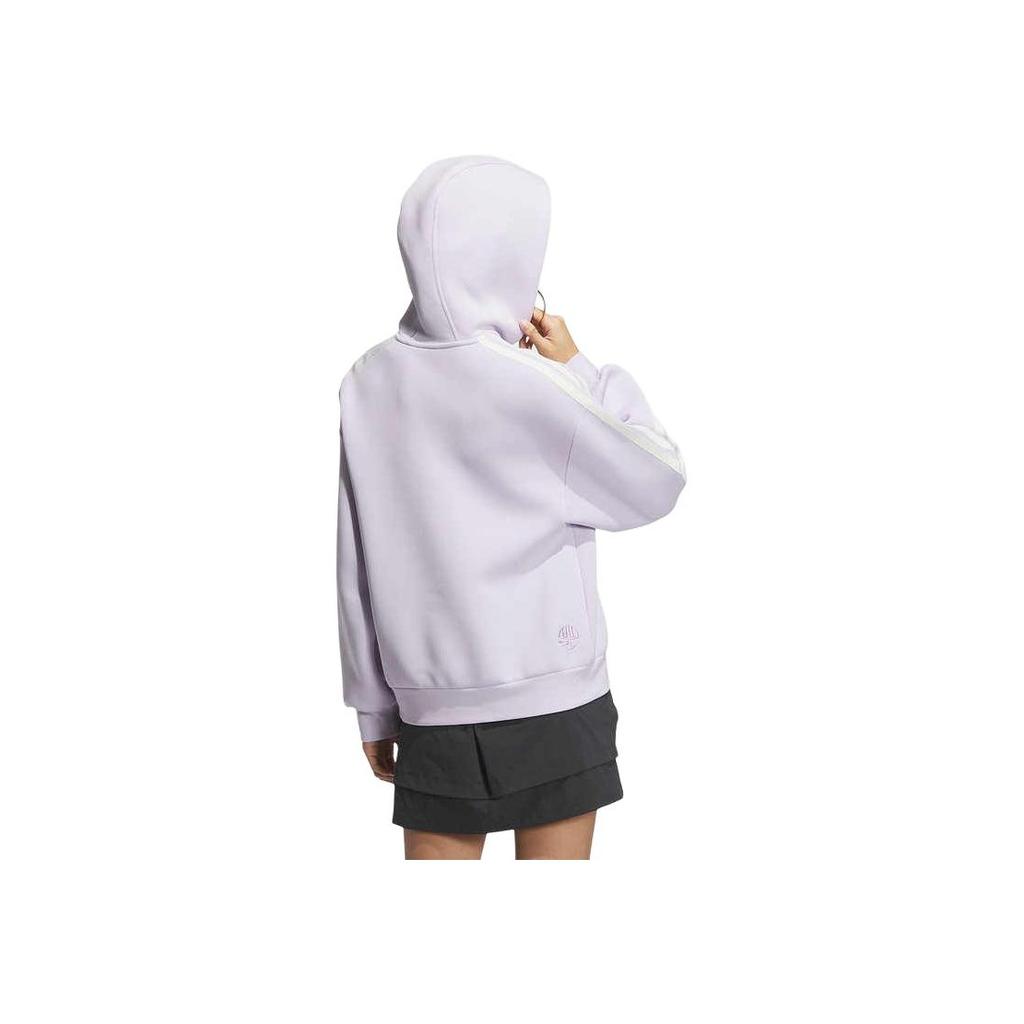 Adidas Year Of The Snake Limited Edition Casual Series Brand Logo Hooded Pullover Striped Long Sleeve Sweatshirt Women sweatshirt Light-Purple JZ1637