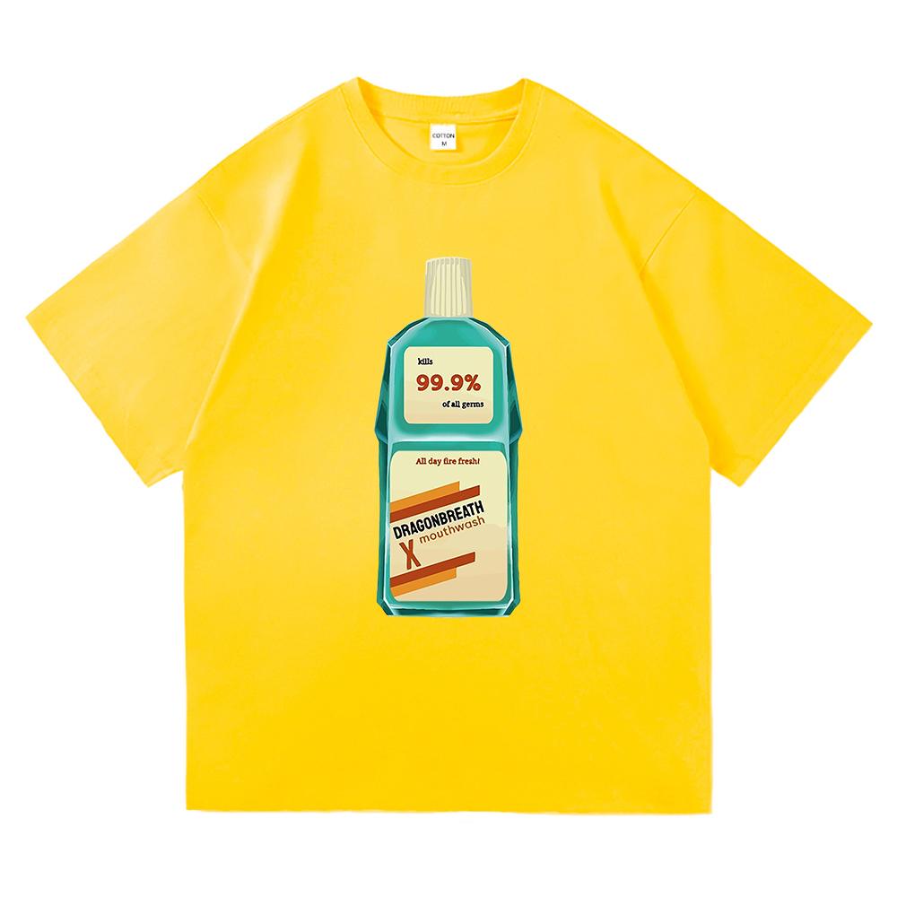Camiseta Dragon Breath Mouthwashing 2024 Roupas Masculinas de Anime Camisetas Harajuku Unissex Camisetas de Alta Qualidade Roupas Gráficas de Algodão