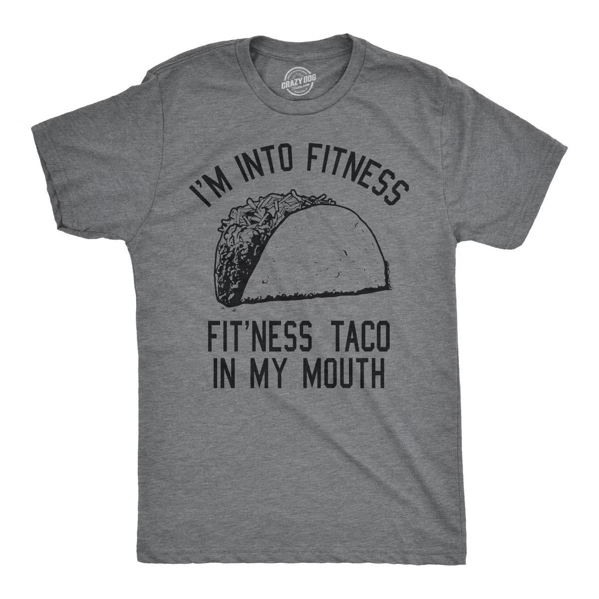 Mens Fitness Taco Funny T Shirt Humorous Gym Graphic Novelty Sarcastic Tee Guys S