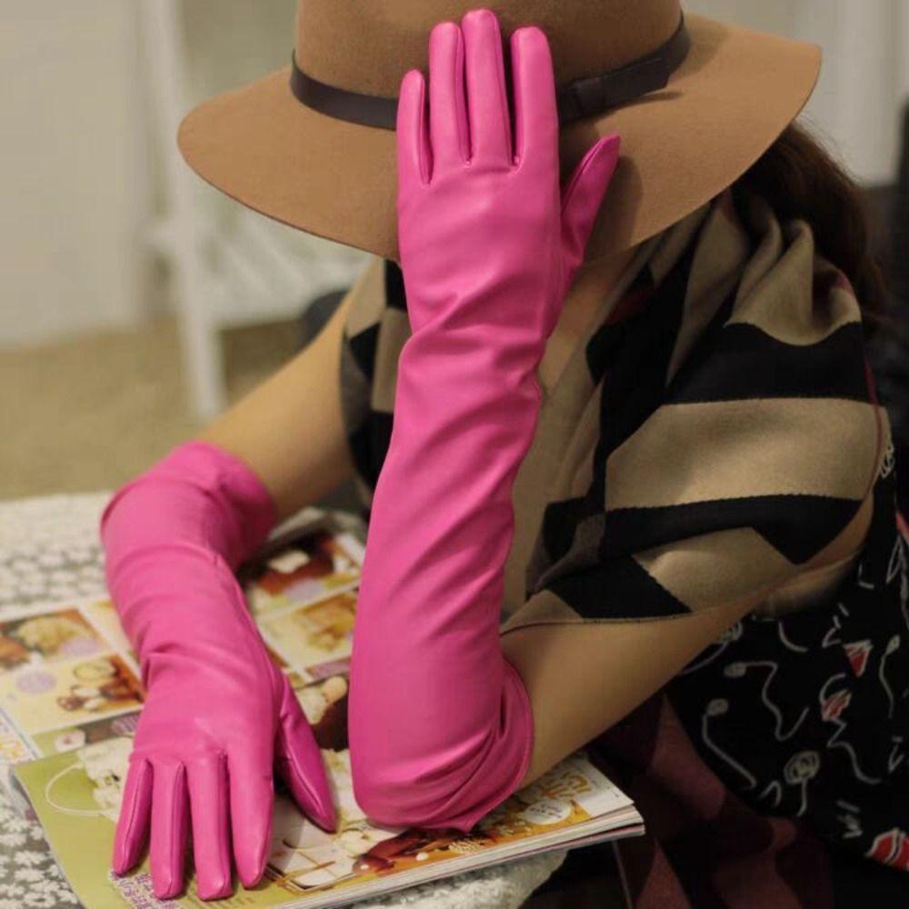Vollfinger PU-Lederhandschuhe Einfarbige Fäustlinge Hohe Qualität Lange Handschuhe Mädchen