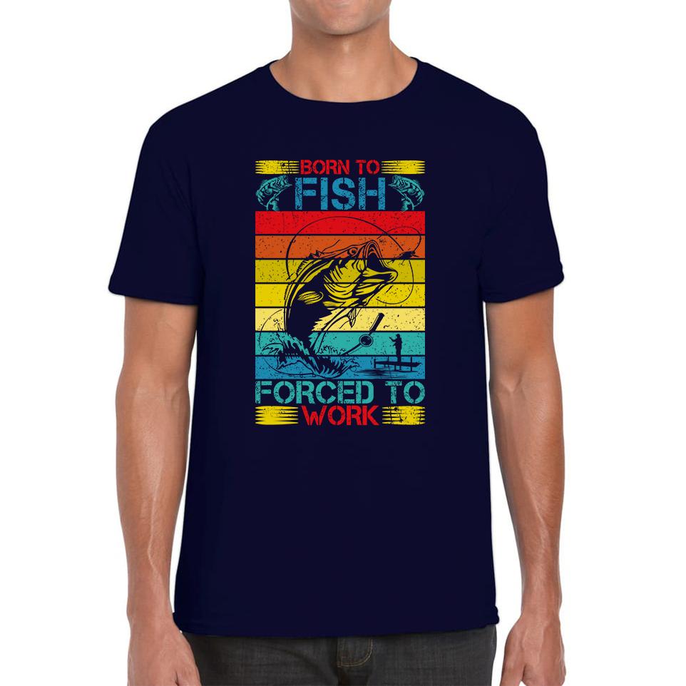 Born To Fish Forced To Work Unisex Mens T Shirt Womens Tops Tees L