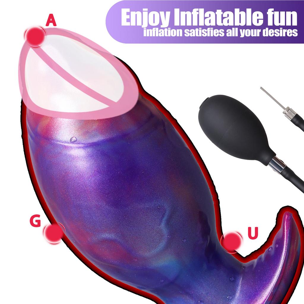 Fantasy Inflatable Butt Plug Dildos with Air Pump 18 Cm G-Spot Prostate Massage Penis Anal Dilation Sex Toys for Women and Men