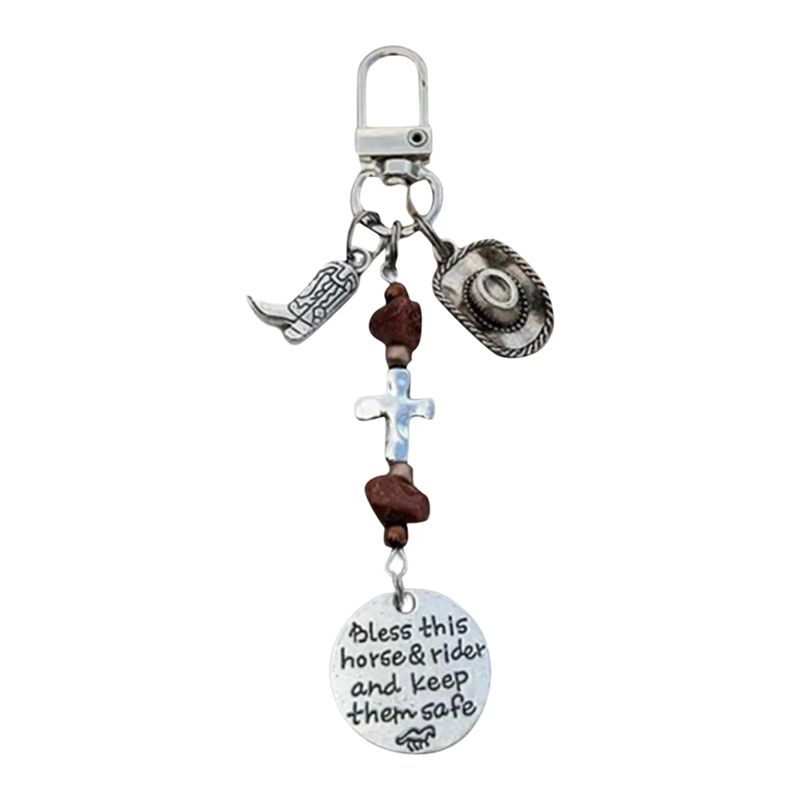 A84E-Horse Saddle And Bridle Charm Clip, Bless-This Horse And Rider Keep Safe Bridle Saddle Charm Gifts For Horse Rider