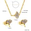 Fashion Bridal Gold Stainless Steel Pendant Necklace Earrings Jewelry Set for Women Plated18k Gold Necklace and Studs Earrings