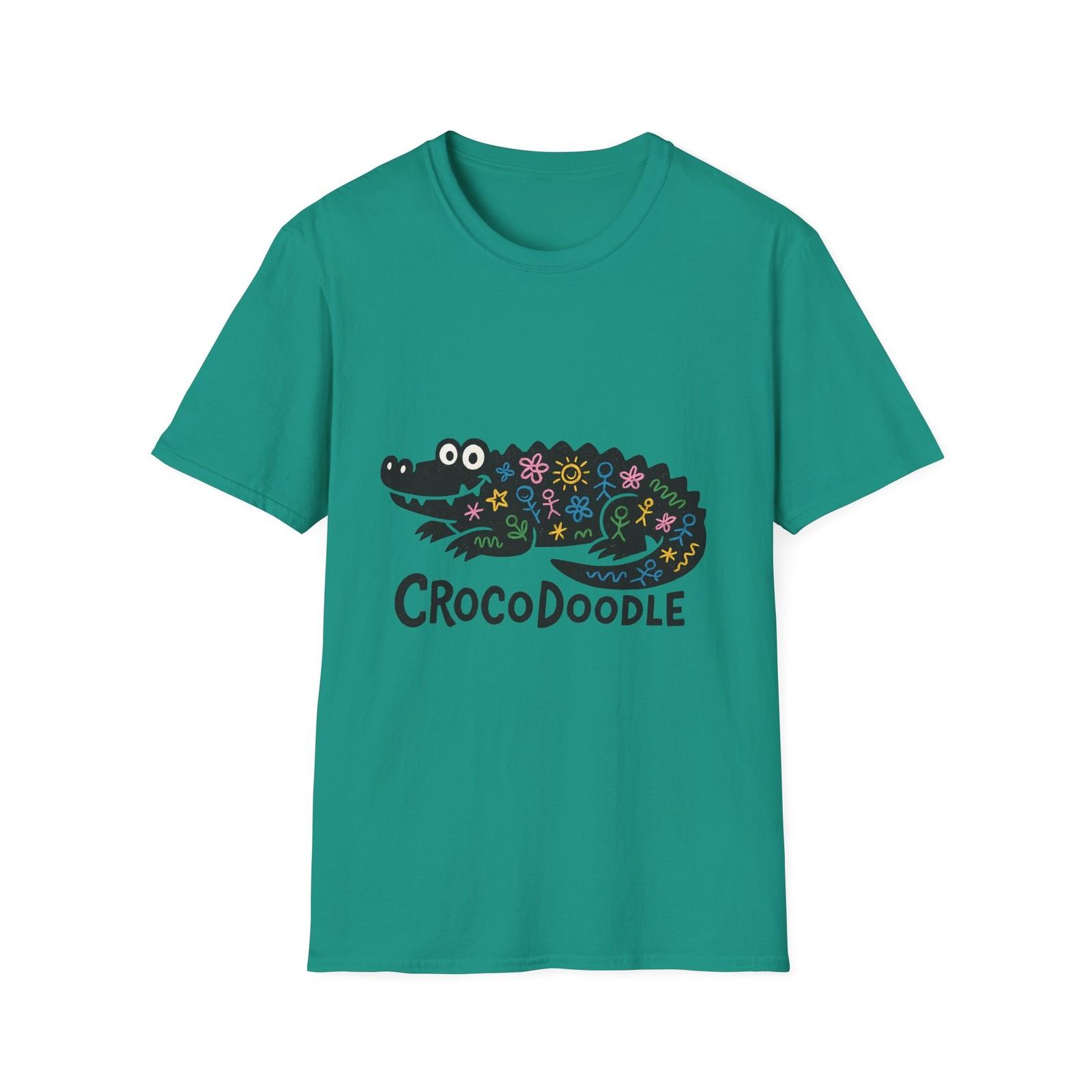 Unisex Softstyle T-Shirt Mens Womens Tees Top Goofy Crocodile Chalk Doodle Funny Cartoon Creature S