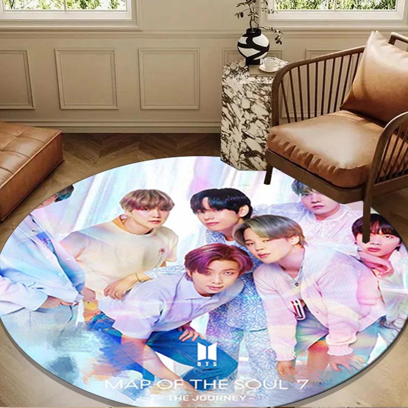 K-pop Music Group Round Rug for Livingroom,Bedroom, Palyroom, Chair Rug, Area Rug, Circle Carpet, Large Size Fan Christmas Gift