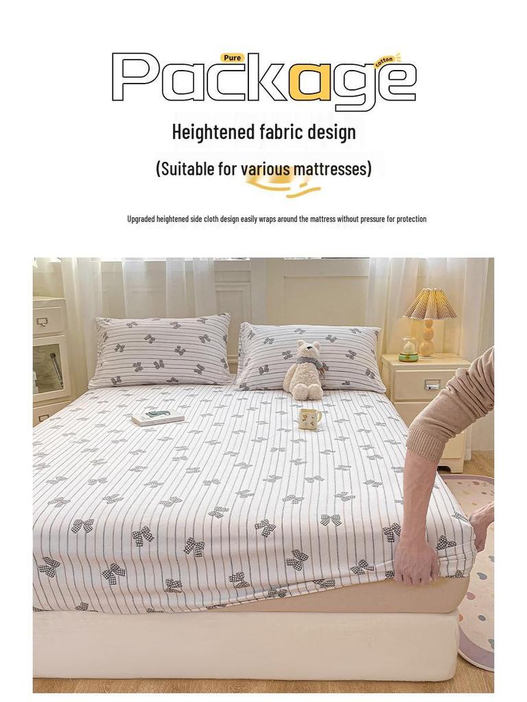 Class A Pure Cotton Mother and Baby Fitted Sheet In Fresh Style - Washed Cotton Mattress Protector Three-Piece Set