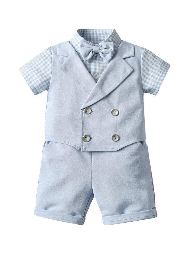 Completo estivo due pezzi per bambini piccoli stile britannico: Manica corta