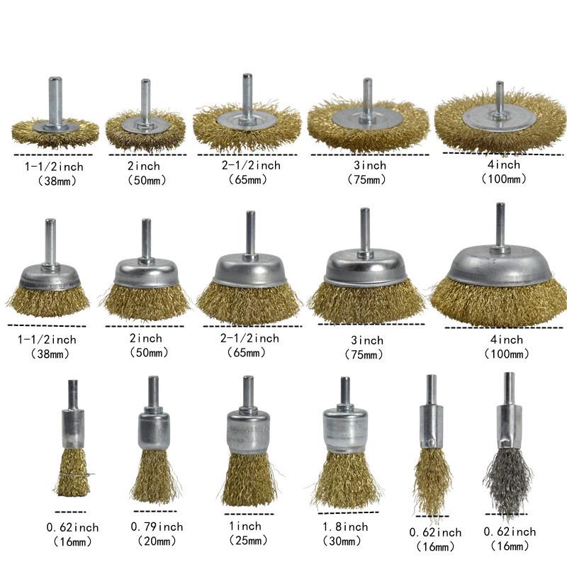 T-Shaped Electric Wire Brush with Handle for Rust Removal and Metal Cleaning - 6mm Handle