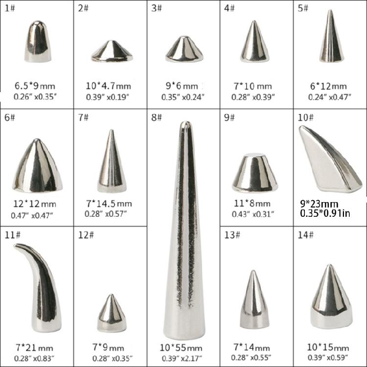 Clous à pointes Rivets Métal Argenté Rivets Décoratifs Punk, 10 Pièces Rivets Pointus à Visser Boucles Bouton Gothique pour Artisanat DIY