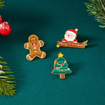 3Pcs/Set  Christmas Brooch For Women Men Cute Santa Claus Bell Elk Snowflake Snowman Enamel Pins Party Jewelry Gift