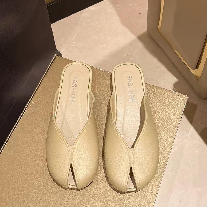 Fashion Baotou Half Slippers 2025 New Korean Edition Women's Summer Outerwear Bow Fashion Cool Trawl Red Versatile Fashion Flat Bottom