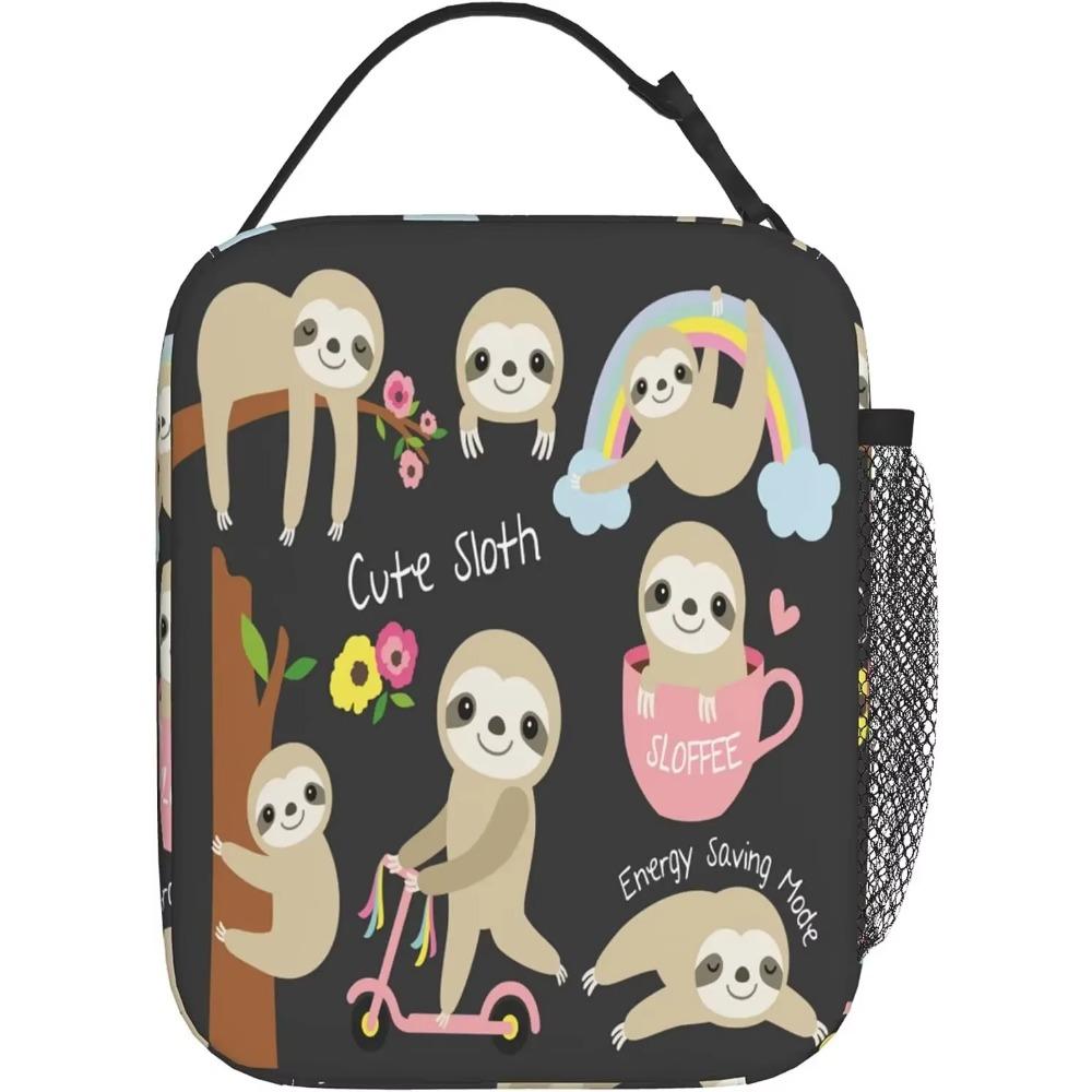 Cute Sloth Insulated Lunch Bag Thermal Lunch Box Tote Cooler Reusable Lunch Pail Outdoors Bento Meal Bag for Women Men