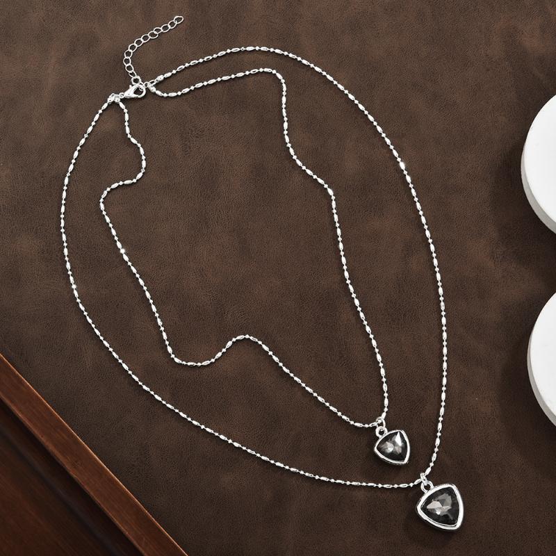 Double Layer Heart  Pendant Necklace Sweater Chain Charms Choker For Women Elegant Gifts