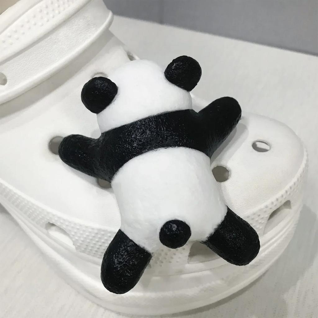 1Pcs Cute Panda Baby Shoe Charms Lovely Cartoon Stereoscopic Sandals Shoe Decoration Children DIY Slipper Hole Shoes Accessories