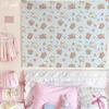 Cute Cartoon Bear Tapestry Pink Striped Wall Hanging for Kawaii Bedroom Decor Background Cloth