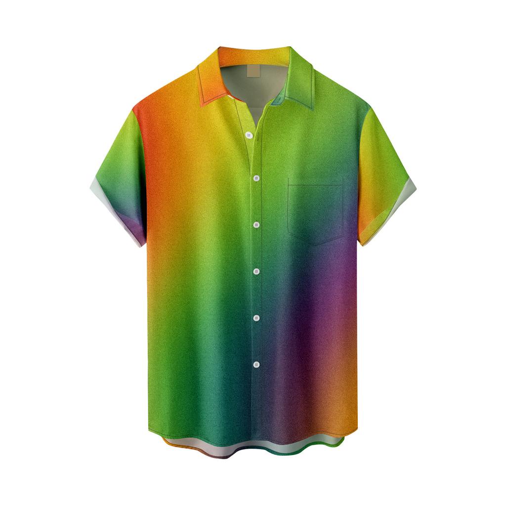 Short Sleeve Button Shirt Men'S Casual Short Sleeve Shirt Loose Shirt With Pocket