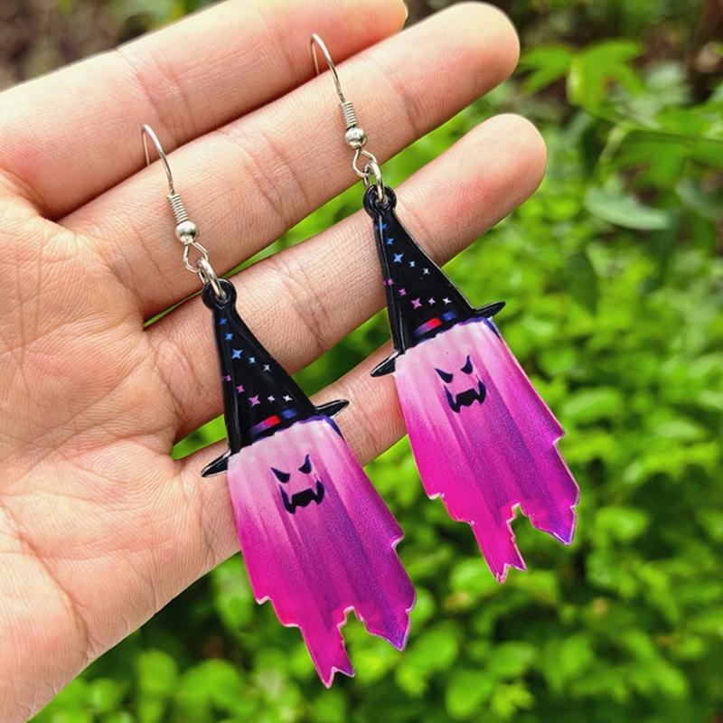 Glowing Phantoms Earrings For Halloween Event Creative Acrylic Pendant Designs Lightweight Costume Jewelry