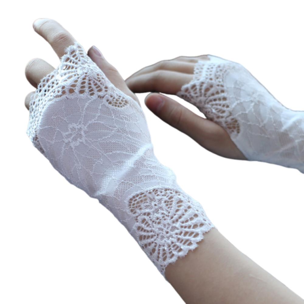 Thin Lace Half Finger Gloves Breathable Sun Protection Riding Gloves Driving Gloves  Wedding Events