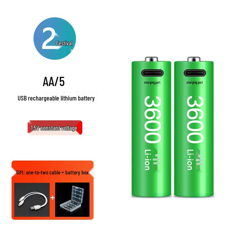 USB Rechargeable Lithium Battery Pack: No. 5 & No. 7, High-Capacity, 1.5V Constant Voltage for Microphones, Door Locks, & Toys