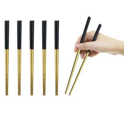 10 paia di bacchette quadrate riutilizzabili da 23,5 cm in acciaio inossidabile 18/0 giapponese, oro nero, sushi, hashi, riutilizzabili, colorate