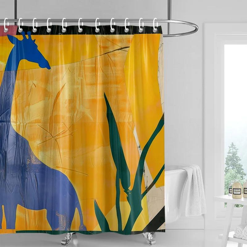 Elegant Egret Shower Curtain-simple Bird Silhouette Decoration, Waterproof Nature Inspired Bathroom Decoration,