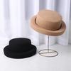 Europe, America Autumn and Winter New Retro Flat Top Wool Top Hat Stage Show Travel Fashion Modeling Wool Felt Hat