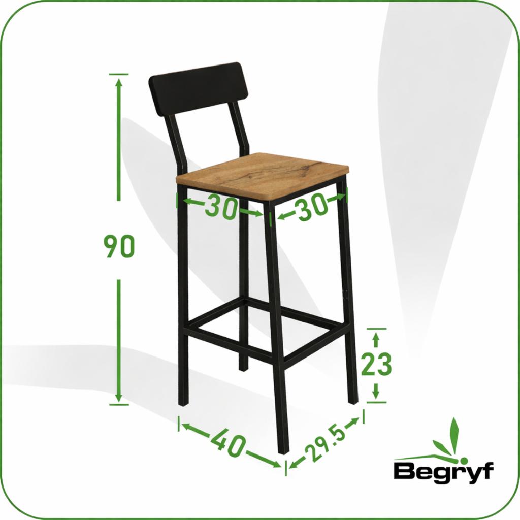 Hokery Barowe 2 Szt Z Oparciem Taboret Zestaw Loft Dąb 30X40X90 | Begryf