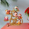 6Pcs Fortune Gods Figurines with Offerings Spring Festival Decor Hand Painted Happy New Year Ornament Desk Sculptures Statues