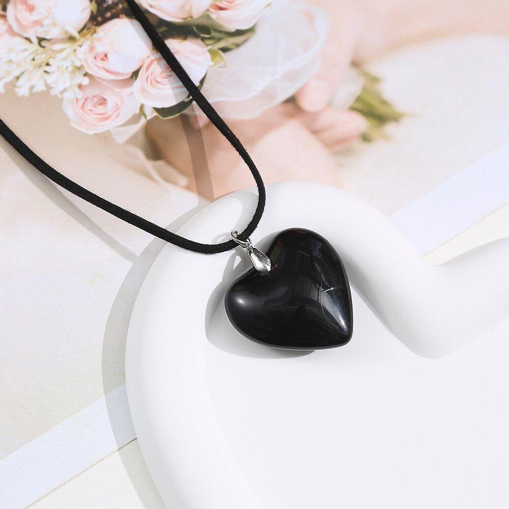 Vintage Rotes Herz Anhänger Punk Herz Halsketten Halsband Mode Herz Kristall Halskette Frauen Männer