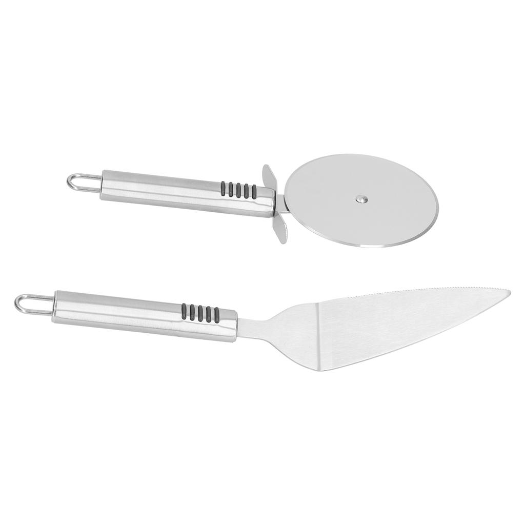 Pizza Cutter 2PCS Stainless Steel Blade Polishing Process Ergonomic Handle Shovel Rolling Cut Pizza