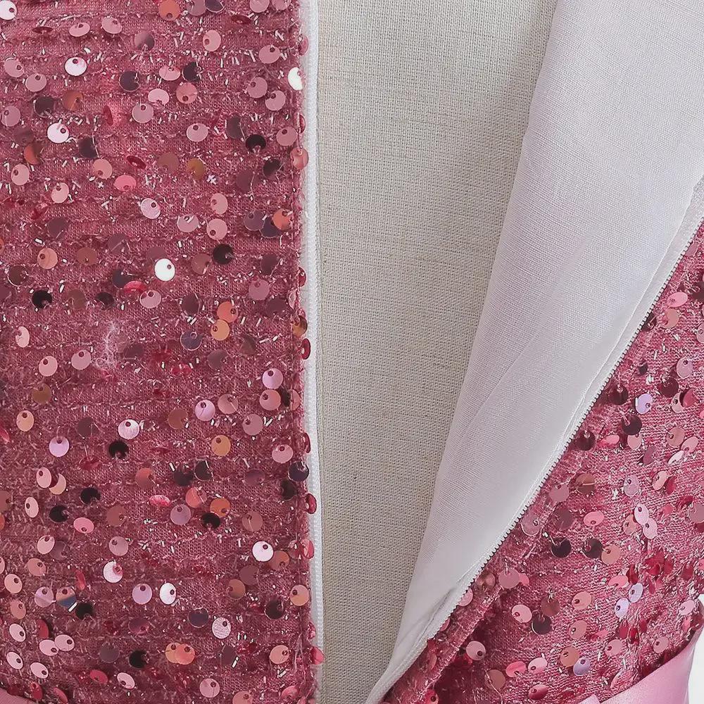 2024 Girls' Sequin Long Sleeve Evening Dress for Catwalk and Events