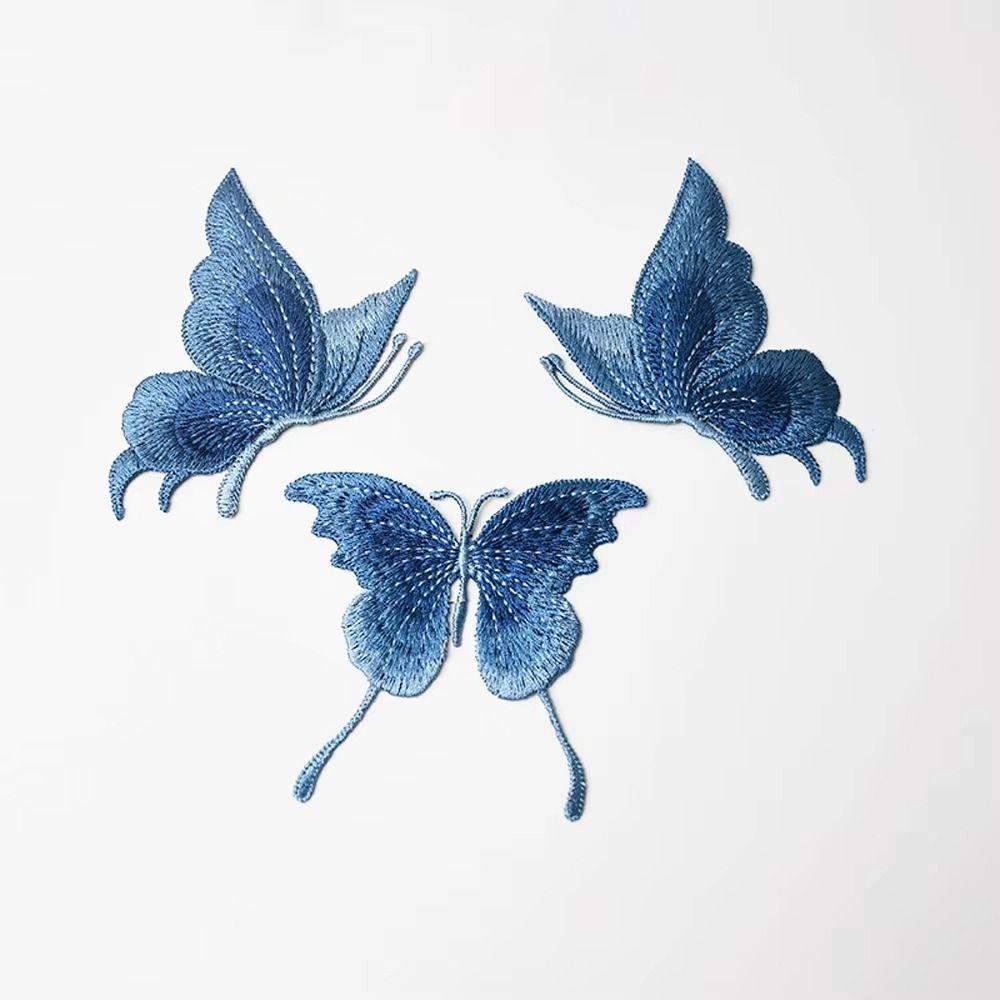 3Pcs/Set Mesh Embroidered Butterfly Patches DIY Clothes Patches  Hats Skirt Legging Hair Clips Decor