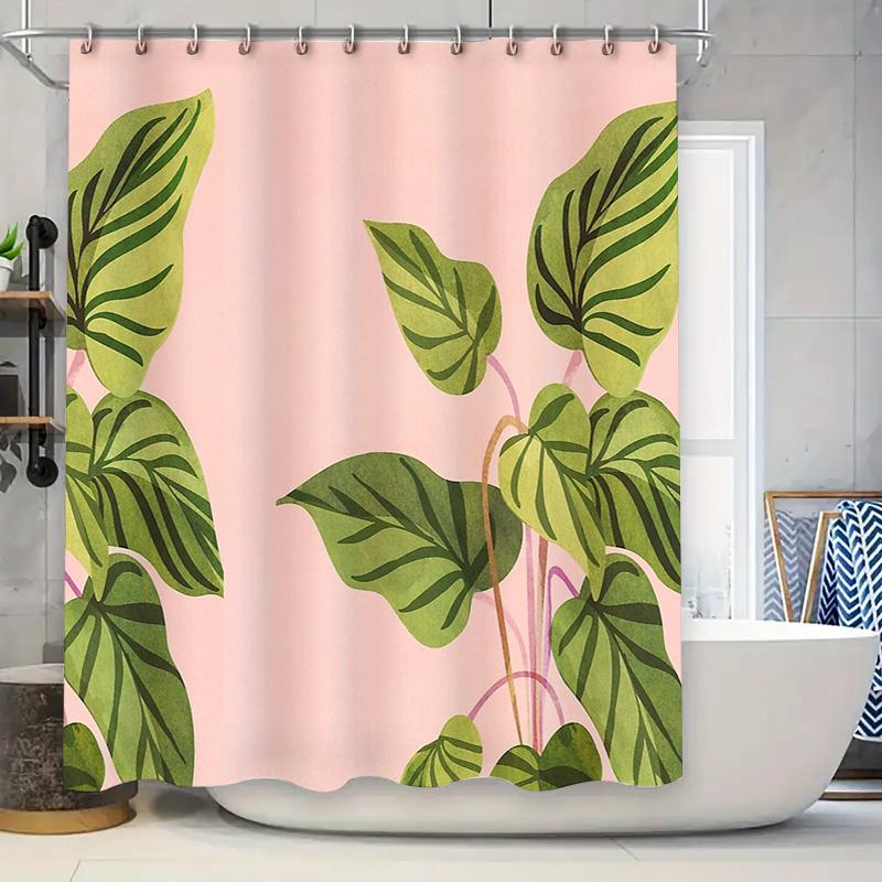 

Botanical Shower Curtain Tropical Leaf Pattern Bathroom Decor Nature Greenery Plant Backdrop Waterproof Fabric W60H190(CM)-1 Pcs