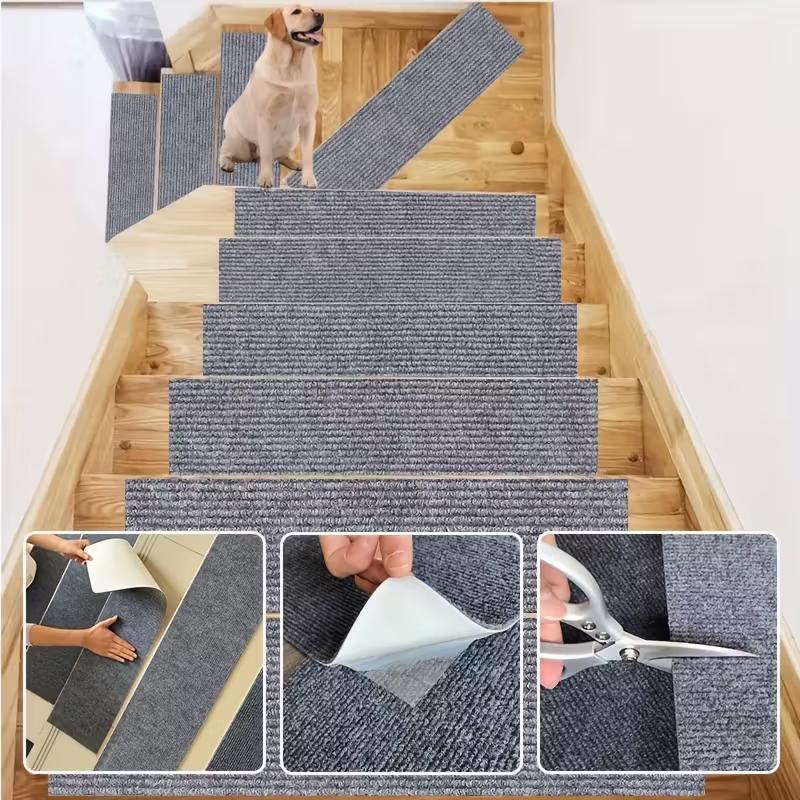 1PC 20x80cm Non-Slip Carpet Stair Treads Non-Skid Safet Rug Slip Resistant Indoor Runner for with Reusable Adhesive - Gray - Car