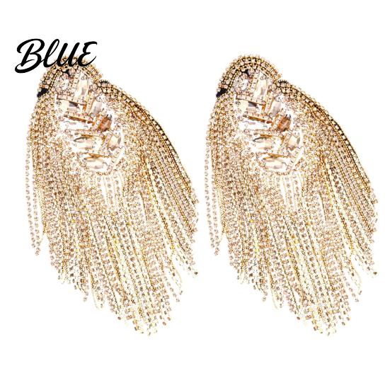 Fringe Shoulder Brooch 1/2Pcs Rhinestone Tassel Epaulet Men Women Uniforms